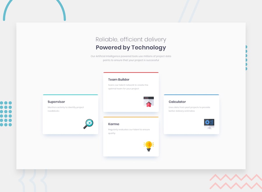 four card feature section